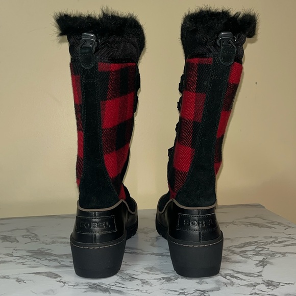 Sorel Tivoli III Buffalo Red & Black Plaid Waterproof Tall Boots Size 8.5 - Picture 10 of 17